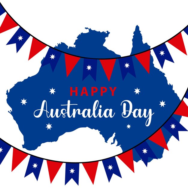 Joyeux jour de l'Australie lettrage ou calligraphie avec drapeau australien ou carte Illustration vectorielle