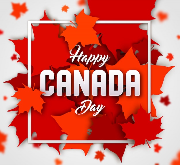 Joyeux Jour Du Canada. Feuilles D'érable Rouge