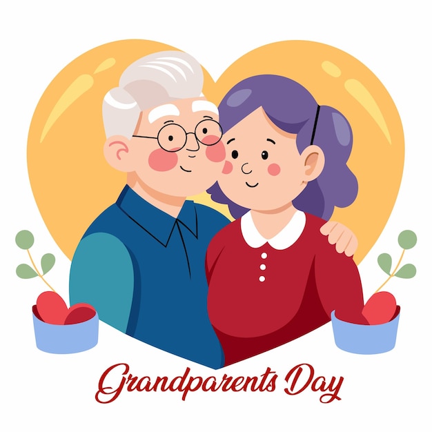 Joyeux jour des grands-parents Un voyage joyeux avec un couple de personnes âgées et leur simple signe