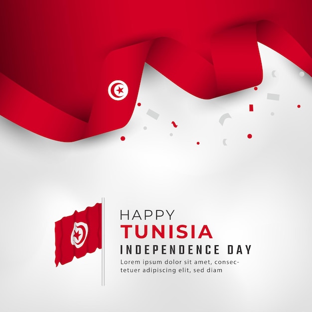 Vecteur joyeux jour de l'indépendance de la tunisie 20 mars modèle d'illustration de conception vectorielle de célébration pour affiche