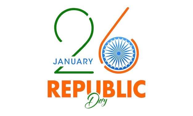 Vecteur joyeux jour de la république typographie calligraphique texte avec un design de fond à trois couleurs du drapeau indien
