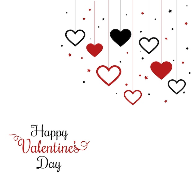 joyeux jour de la Saint-Valentin arrière-plan des valentins typographie des cœurs suspendus vecteur
