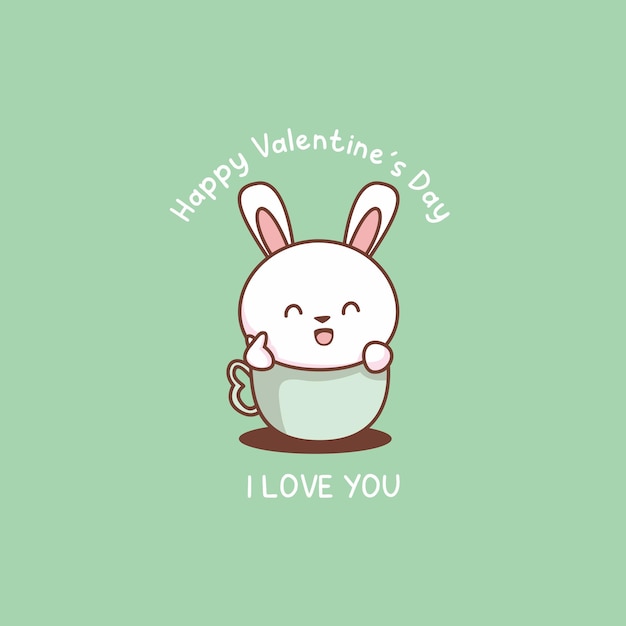 Joyeux Jour De La Saint-valentin Personnage De Lapin Mignon