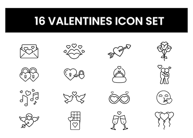 Joyeux jour de la Saint-Valentin Vector Icon set