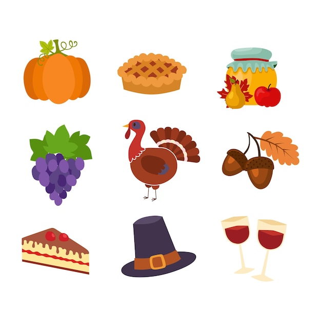 Joyeux jour de thanksgiving objets beau vecteur