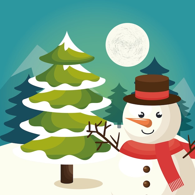 Joyeux Noël Bonhomme De Neige Caractère Vector Illustration Design