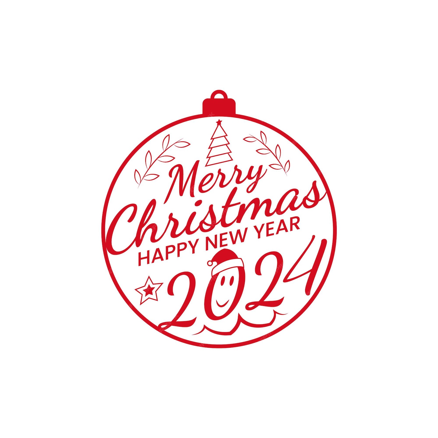 Joyeux Noël Bonne Année 2024 Conception De Vecteur D'ornement Rouge