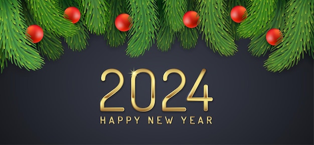 Vecteur joyeux noël et bonne année 2024 modèle de bannière