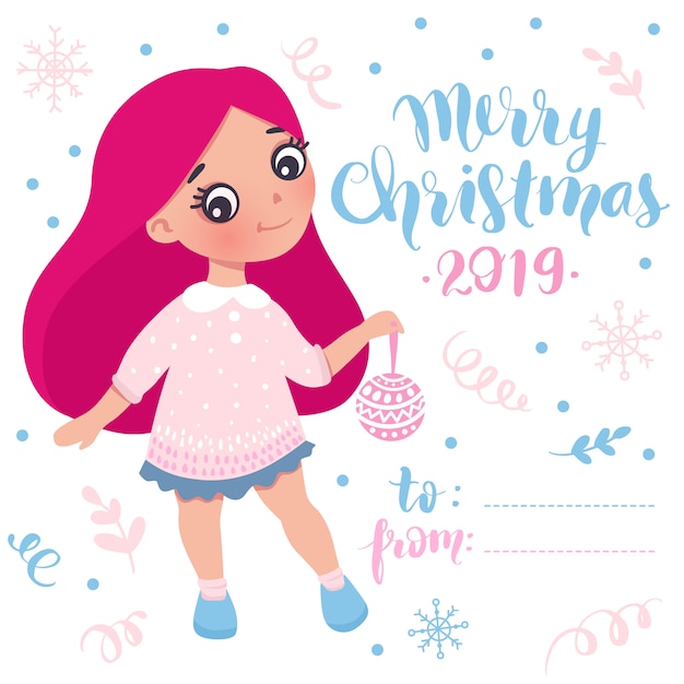 Joyeux Noël Et Bonne Année Carte Petite Fille
