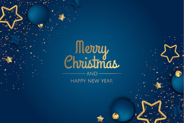 Joyeux Noël et bonne année carte de voeux fond de vacances de Noël avec des boules de flocons de neige de sapin