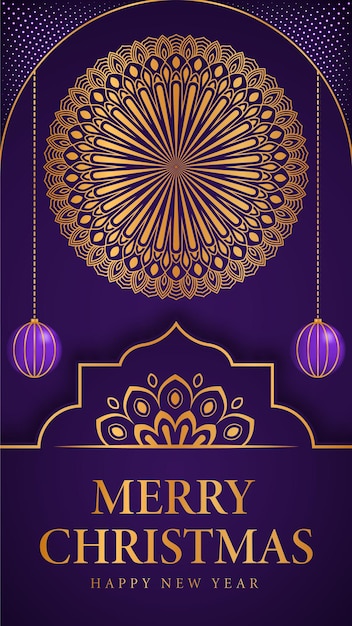 Joyeux Noël Et Bonne Année Fond Avec Un Design Arabesque De Mandala Ornemental