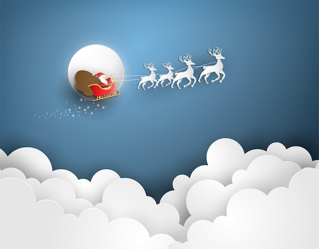 Joyeux Noël et bonne année avec le père Noël sur le cloud.