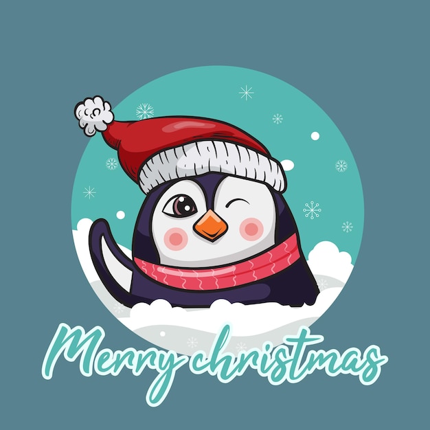 Joyeux Noël Carte Avec Pingouin Mignon