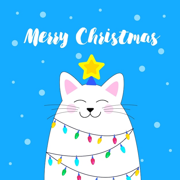 Joyeux Noël Chat Vecteur Premium