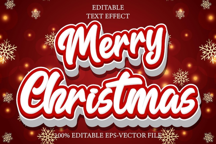 Vecteur joyeux noël éditable en 3d style moderne