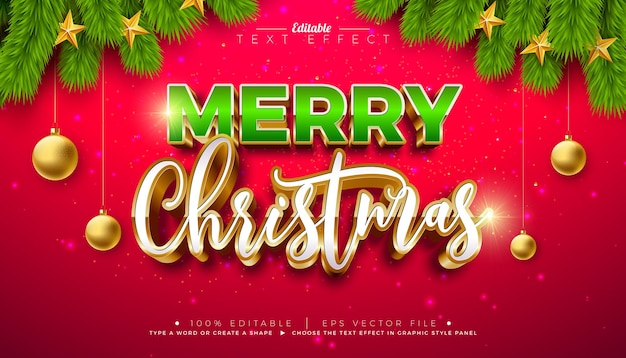 Joyeux Noël Effet de texte en 3D Design Effet de style graphique vectoriel modifiable et évolutif