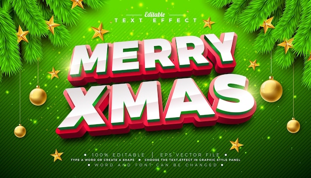 Joyeux Noël Effet de texte en 3D Design Effet de style graphique vectoriel modifiable avec typographie blanche