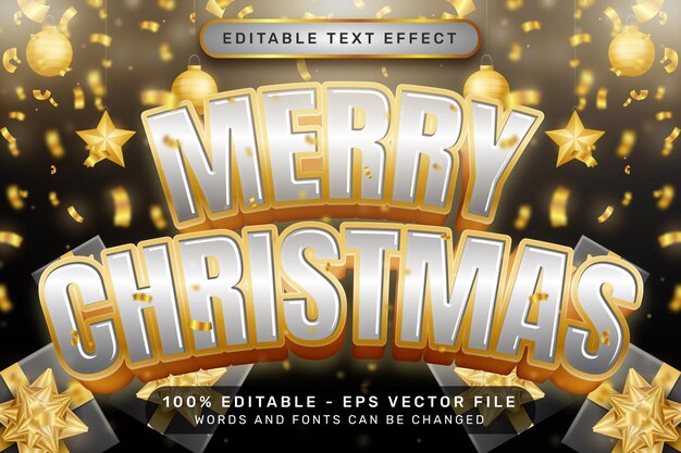 joyeux noël effet de texte 3d et effet de texte modifiable avec fond de noël