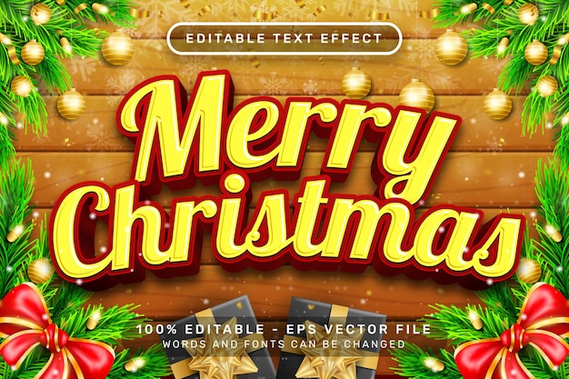 joyeux noël effet de texte 3d et effet de texte modifiable avec fond de noël