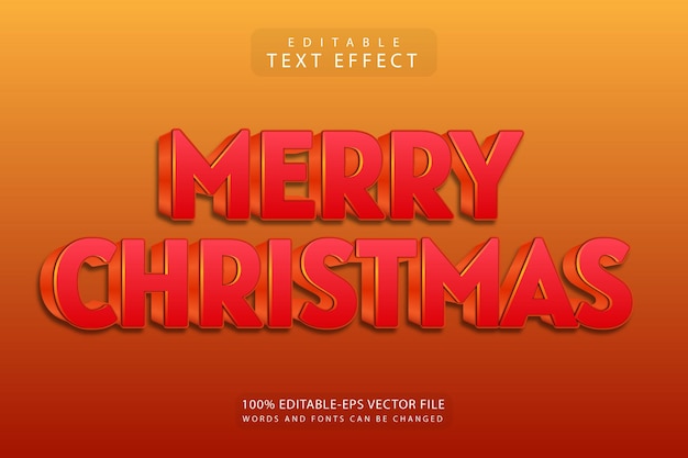 Joyeux noël effet de texte modifiable 3 dimensions style moderne en relief