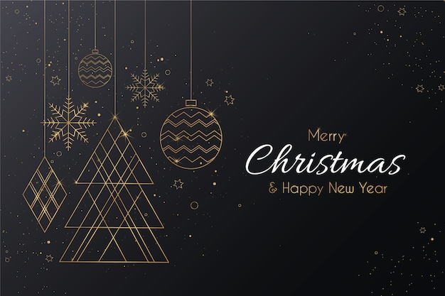 Joyeux Noël élégant avec des ornements d'or