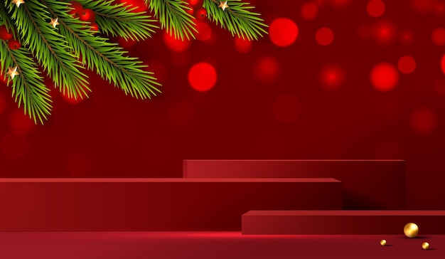 Joyeux Noël Est La Forme Du Podium De La Géométrie Pour Le Piédestal De La Scène D'affichage Des Produits Cosmétiques