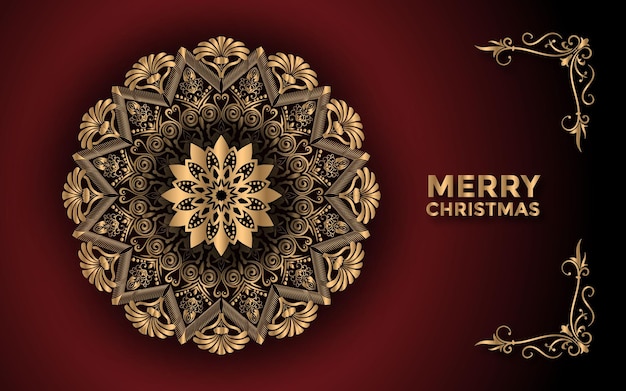 Joyeux Noël Et Fond Avec Un Design Arabesque De Mandala Ornemental Vecteur Premium