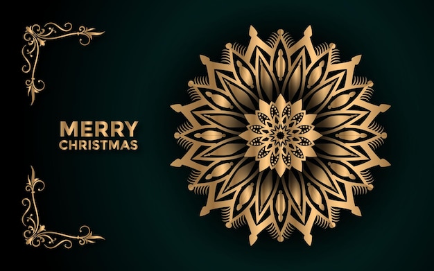 Joyeux Noël Et Fond Avec Un Design Arabesque De Mandala Ornemental Vecteur Premium