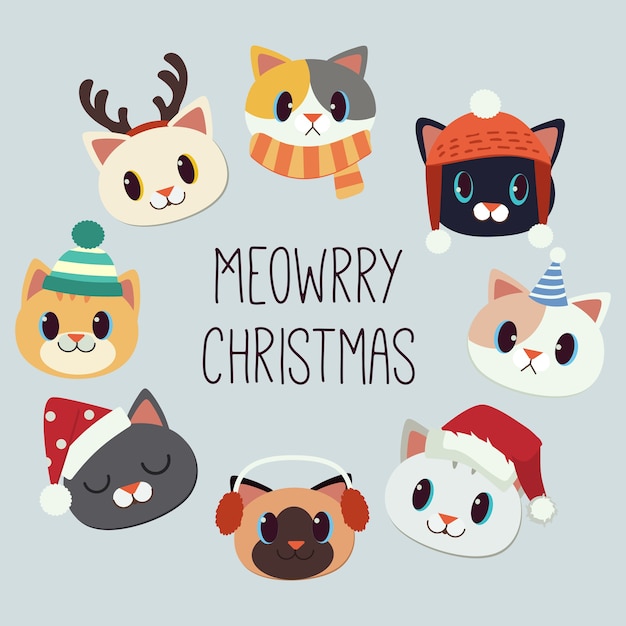 Joyeux Noël avec illustration de chats