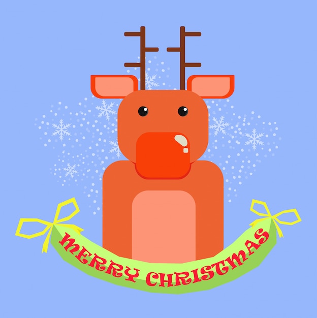 Joyeux Noël Joyeux Noël Compagnons Drôles Reindeer Dans La Scène De Neige De Noël