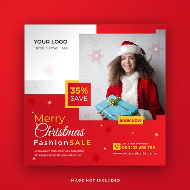 Vecteur joyeux noël nouvel an vente de mode social media post ou modèle de bannière web