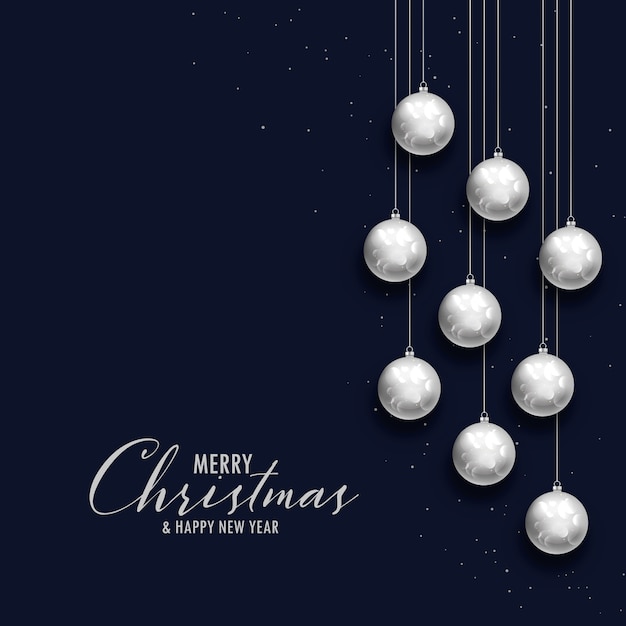 Joyeux Noël Sombre Salutation Avec Des Boules D'argent Xms