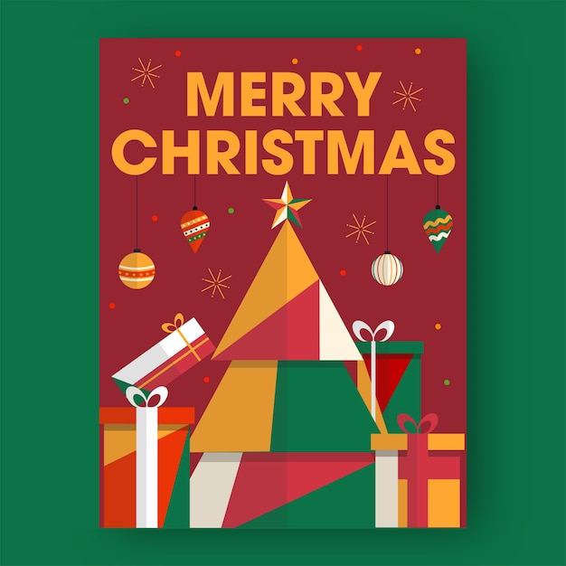Joyeux Noël Texte Avec Arbre De Noël Découpé En Papier Coloré