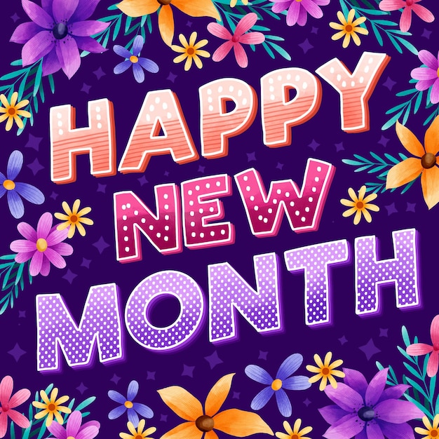 Joyeux nouveau mois de voeux avec des éléments aquarelle