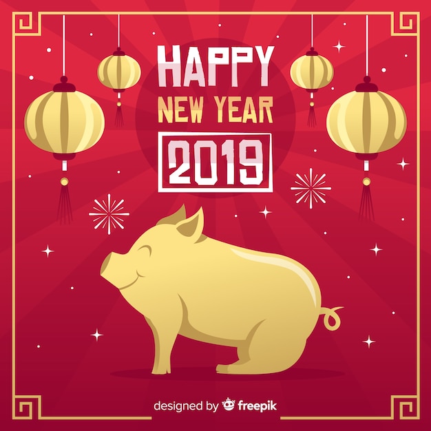 Vecteur joyeux nouvel an chinois 2019