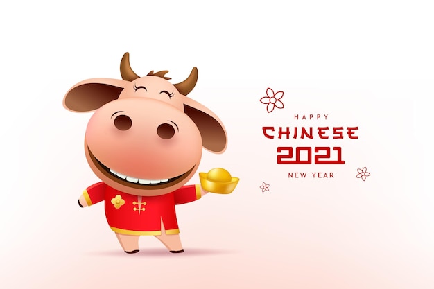 Joyeux nouvel an chinois 2021, jolie petite vache.