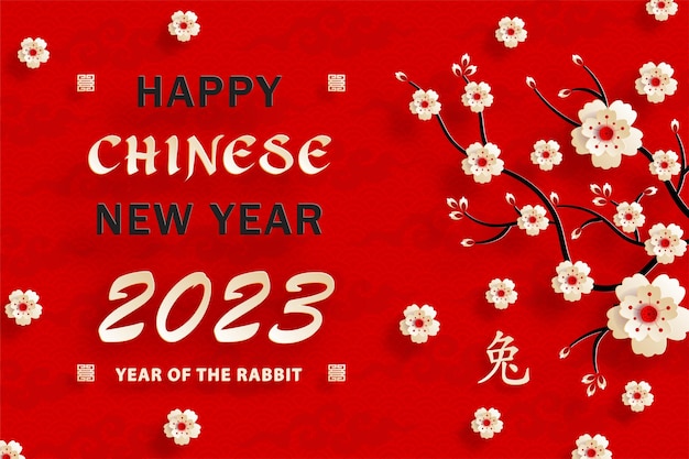 Joyeux Nouvel An chinois 2023 signe du zodiaque lapin sur fond de couleur