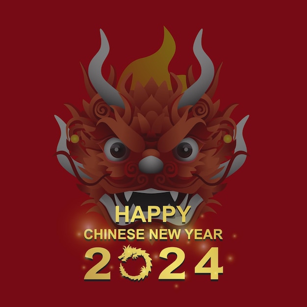 joyeux nouvel an chinois 2024 avec fond de dragon chinois