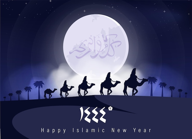Vecteur joyeux nouvel an islamique 1444 illustration vectorielle hijriah bonne nouvelle année hijri muharram affiche