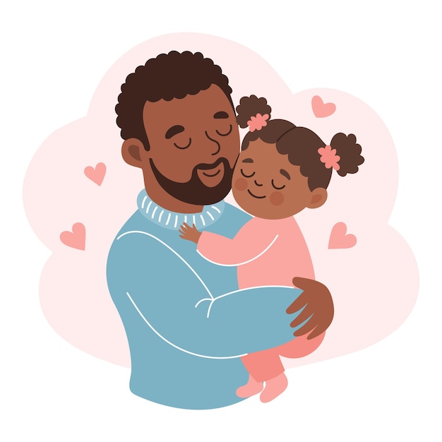Joyeux père afro-américain avec sa petite fille Journée de la famille et des pères