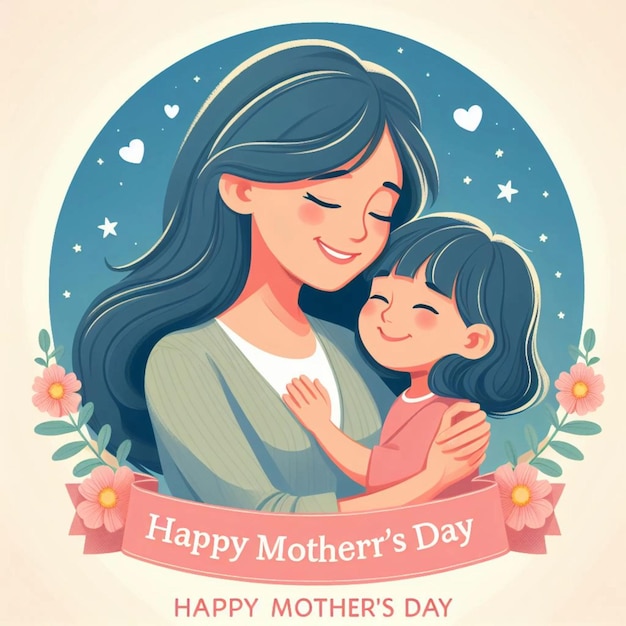 joyeux poster de la fête des mères pour une mère et une fille