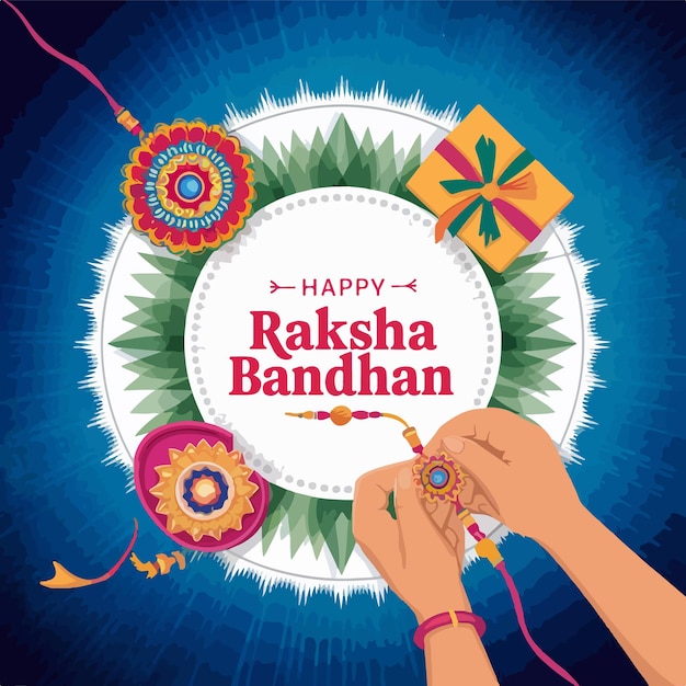 Vecteur joyeux raksha bandhan arrière-plan d'illustration vectorielle avec une belle rakhi