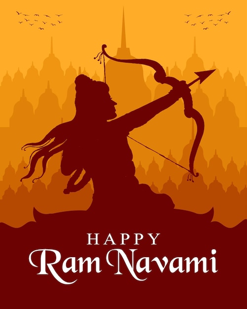 Vecteur joyeux ram navami fête hindoue indienne des médias sociaux post design illustration vectorielle