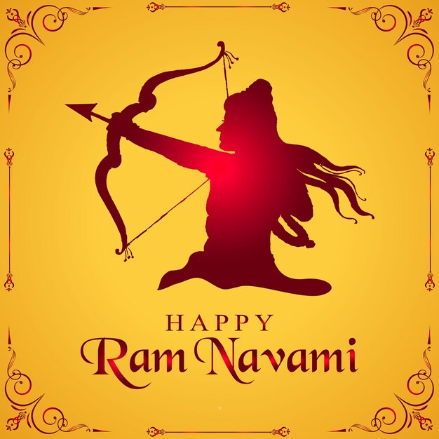 Joyeux Ram Navami Fête Hindoue Indienne Des Médias Sociaux Post Design Illustration Vectorielle