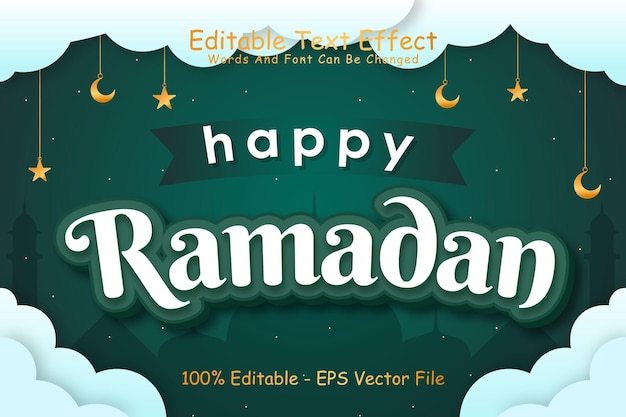 Joyeux Ramadan Effet De Texte Modifiable Style De Bande Dessinée En Relief à 3 Dimensions