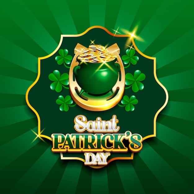 Joyeux Saint Patrick's Day Leprechaun's Pot Of Coins And Shamrock