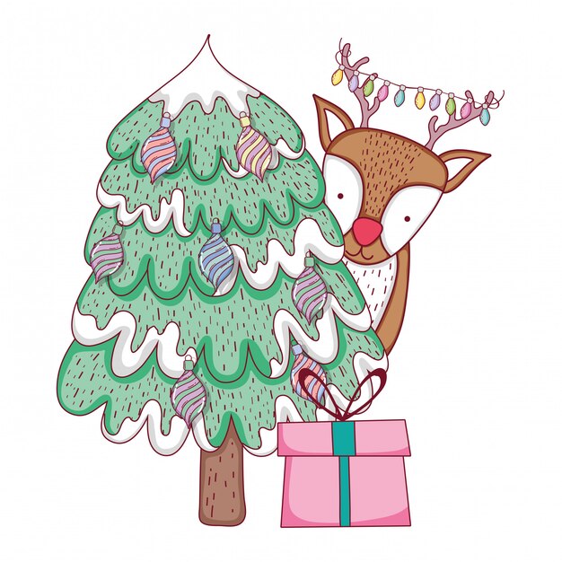 Joyeux sapin avec le renne