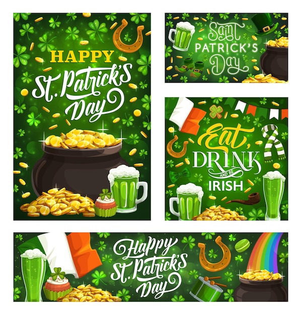 Vecteur joyeux st patricks day symboles verts de vacances de religion irlandaise