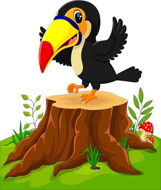 Joyeux Toucan Sur Souche D'arbre