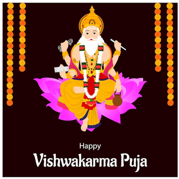 Joyeux Vishwakarma Puja Festival Indien Hindou Célébration Illustration Vectorielle